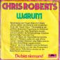 Preview: Chris Roberts - Warum (7" Polydor Single Germany back cover)
