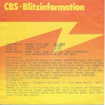 Barbra Streisand - Woman In Love: CBS Blitzinfo (Single)