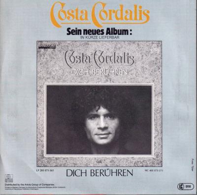 Costa Cordalis - Dich berühren (7" Single back cover)