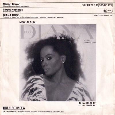Diana Ross - Mirror Mirror (7" Capitol Vinyl-Single back cover)