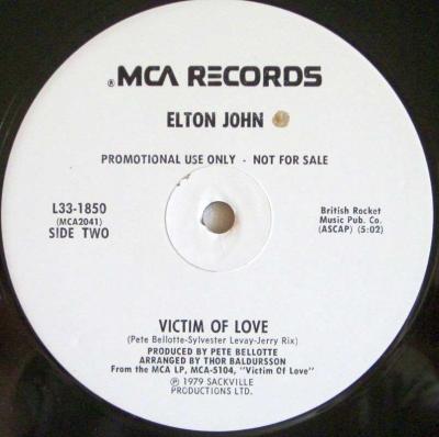 Elton John - Victim Of Love: Promo (12" Label)