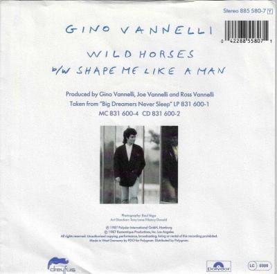 Gino Vannelli - Wild Horses (7" Polydor Single back cover)