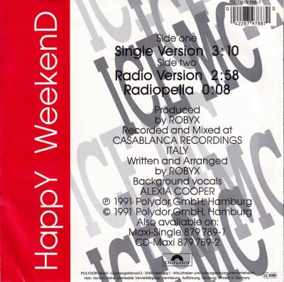 Ice MC - Happy Weekend (7" Polydor Vinyl-Single back cover)