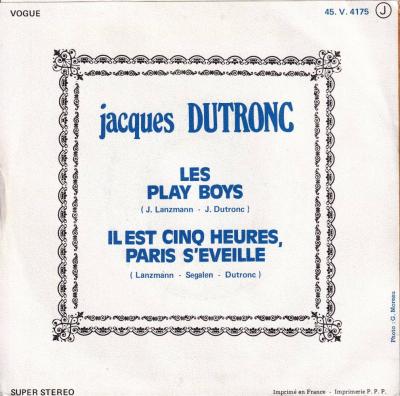 Jacques Dutronc - Les Play Boys (7" Vinyl-Single back cover)