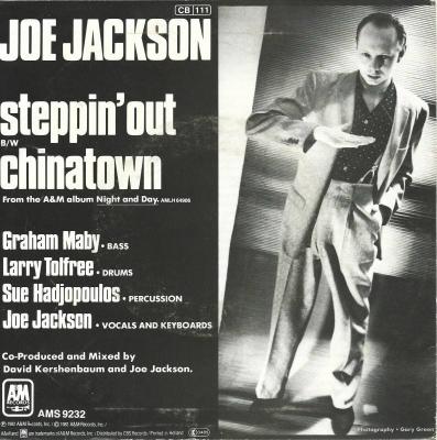 Joe Jackson - Steppin Out (7" A & M Vinyl-Single back cover)
