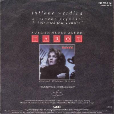 Juliane Werding - Starke Gefühle (7" Vinyl-Single Rueckseite)