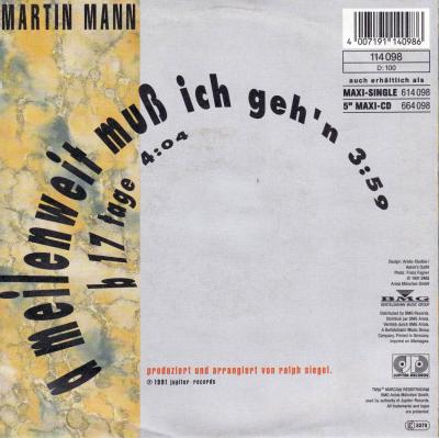 Martin Mann - Meilenweit muß ich gehn (7" back cover)