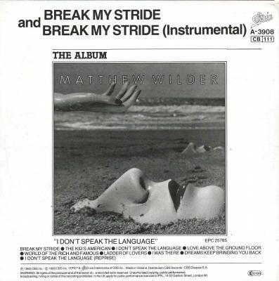 Matthew Wilder - Break My Stride (7" Single Rueckseite)