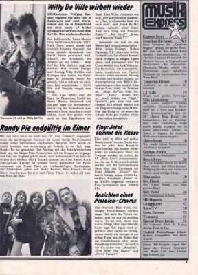 musik express 03 1978 index