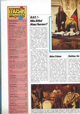 Musik-Express April 1980 Inhalt