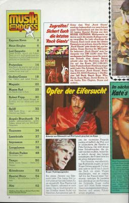 Musik-Express 08/80 Inhalt