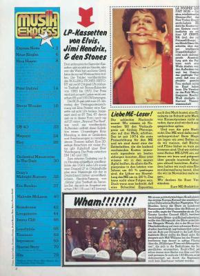 Musik-Express Oktober 1980 Inhalt