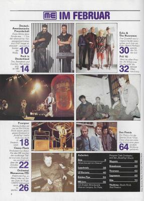 Musik-Express - Februar 1982 Inhalt