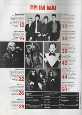 Musik-Express - Mai 1982 Inhalt