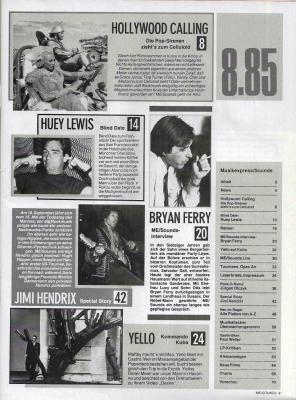 Preview: ME Sounds 08 1985 Inhalt