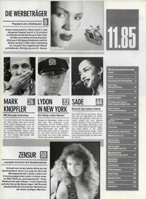 Musik-Express Sounds 11-1985 content