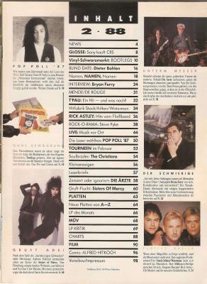 Musik-Express Sounds - Februar 1988 content