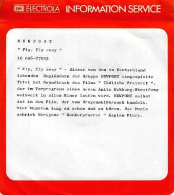 Newport - Fly, Fly Away: mit PR-Info (7")