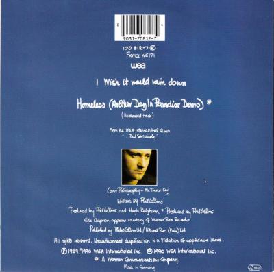 Phil Collins - I Wish It Would Rain Down (7" Single Rueckseite)