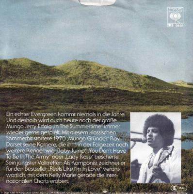 Ray Dorset - Forgotton Land (7" CBS Vinyl-Single back cover)