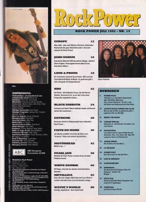 Preview: rock power 07 1992 content