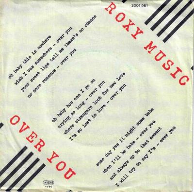 Roxy Music - Over You  Manifesto (Vinyl-Single Germany)