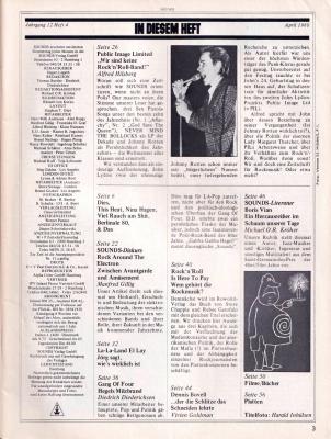 Preview: Sounds April 1980 Inhalt