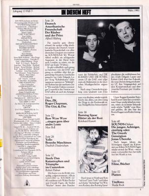 Preview: Sounds Maerz 1981 Inhalt
