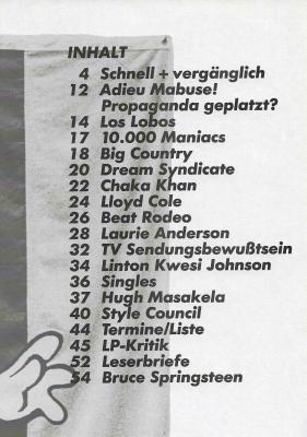 Preview: Spex 12/1984 Inhalt