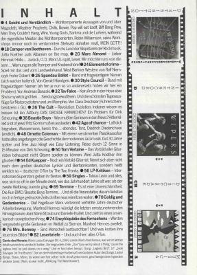 Preview: spex 05 1987 Inhalt