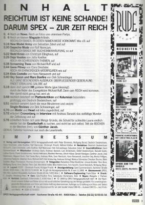 Preview: Spex 04/1989 Inhalt