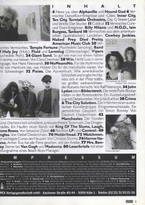 Preview: Spex 06/1989 Inhalt