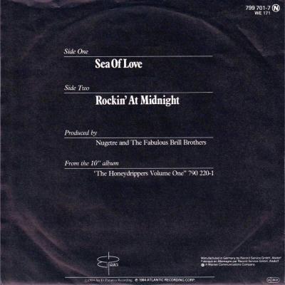 The Honeydrippers - Sea Of Love (7" Vinyl-Single back cover)