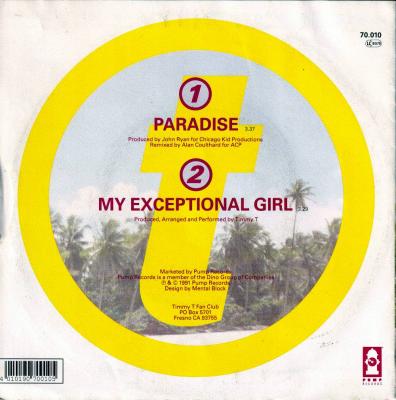 Timmy T - Paradise (7" Rueckseite)
