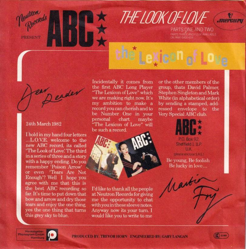 ABC - The Look Of Love (7" Vinyl-Single Rueckseite)