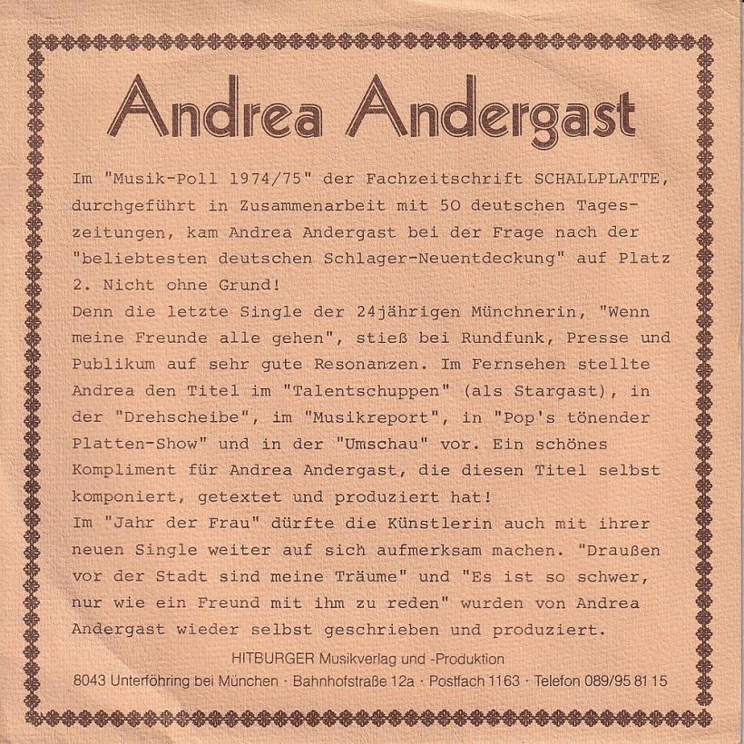 Andrea Andergast - Draußen vor der Stadt.. (7" Single Rueckseite)