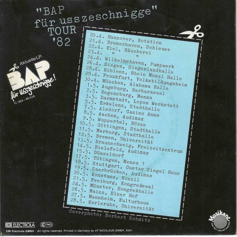 BAP - Verdamp lang her (7" Musikant Vinyl-Single Rueckseite)