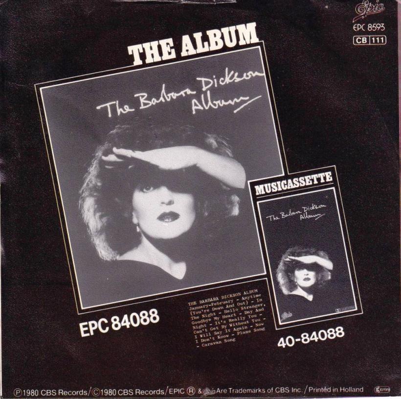 Barbara Dickson - In The Night (7" Vinyl-Single back cover)