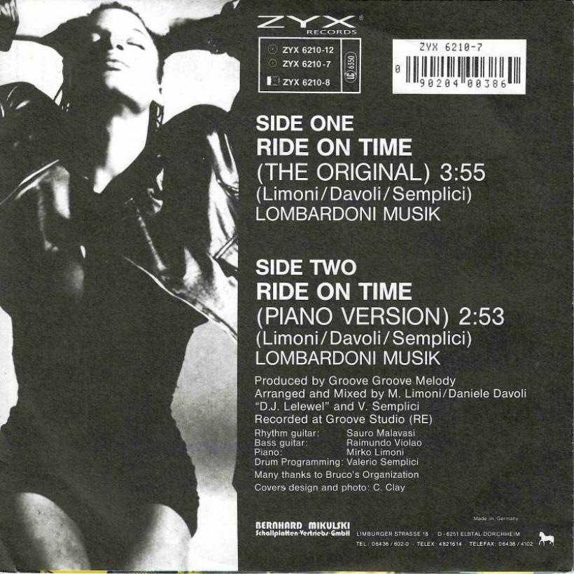 Black Box - Ride On Time: 2 Versions (7" Single back cover)