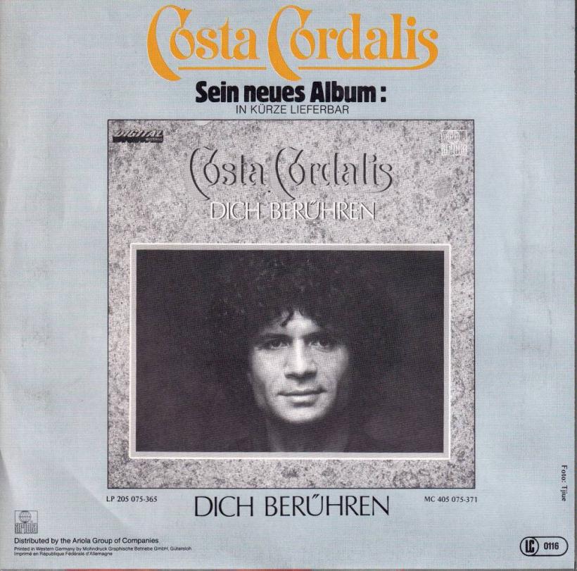 Costa Cordalis - Dich berühren (7" Single back cover)
