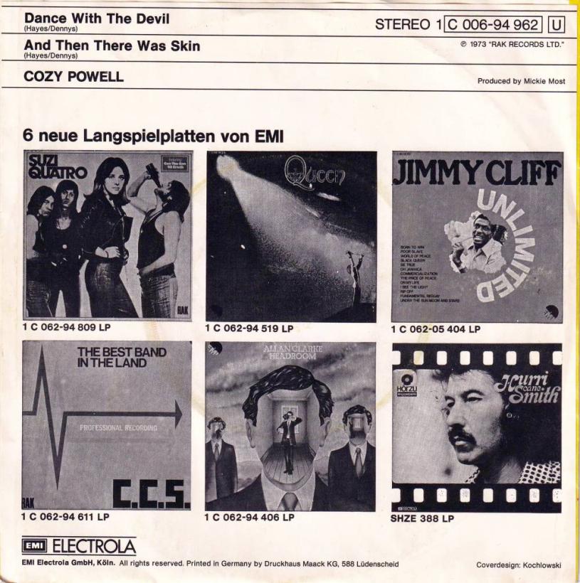 Cozy Powell - Dance With The Devil (7" Vinyl-Single Rueckseite)