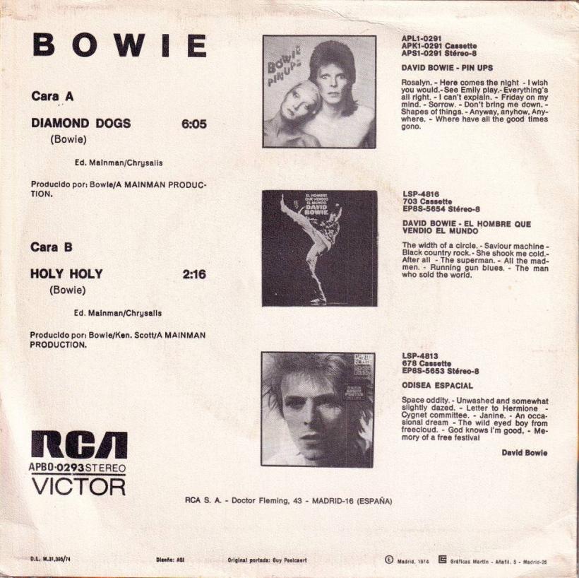 David Bowie - Diamond Dogs (7" Rueckseite Spain)