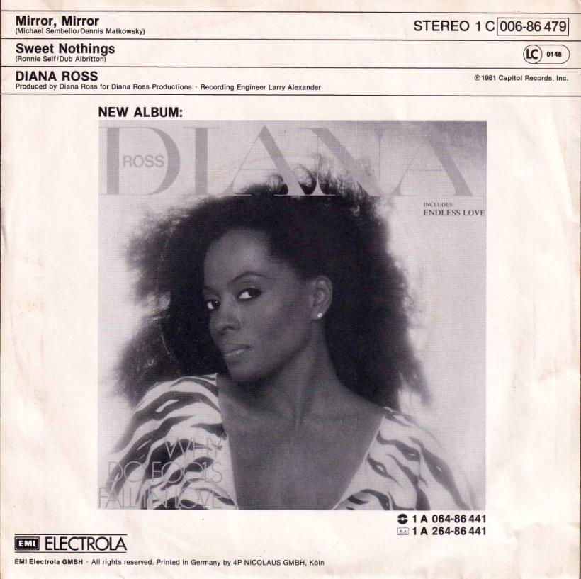 Diana Ross - Mirror Mirror (7" Capitol Vinyl-Single back cover)