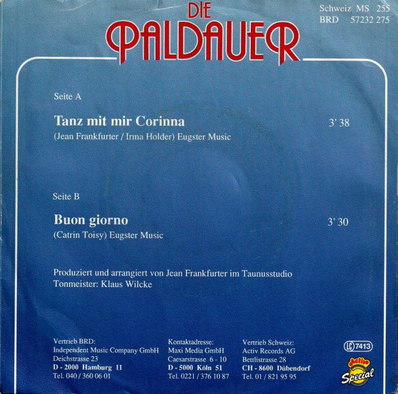 Die Paldauer - Tanz mit mir Corinna (7" Single Rueckseite)