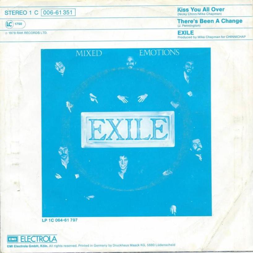 Exile - Kiss You All Over (7" RAK Vinyl-Single back cover)