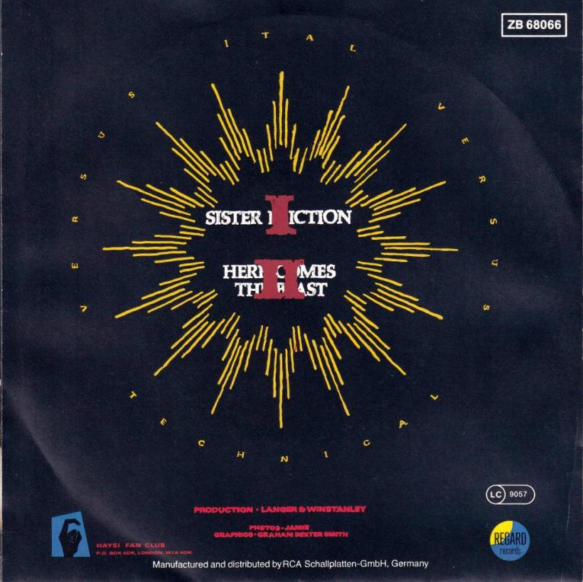 Haysi Fantayzee - Sister Friction (7" Vinyl-Single Rueckseite)