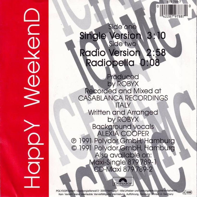 Ice MC - Happy Weekend (7" Polydor Vinyl-Single back cover)