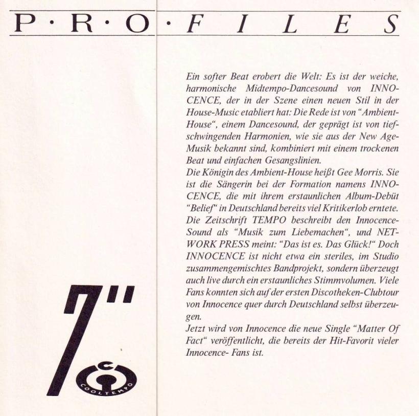 Innocence - A Matter Of Fact: mit PR-Info (7")