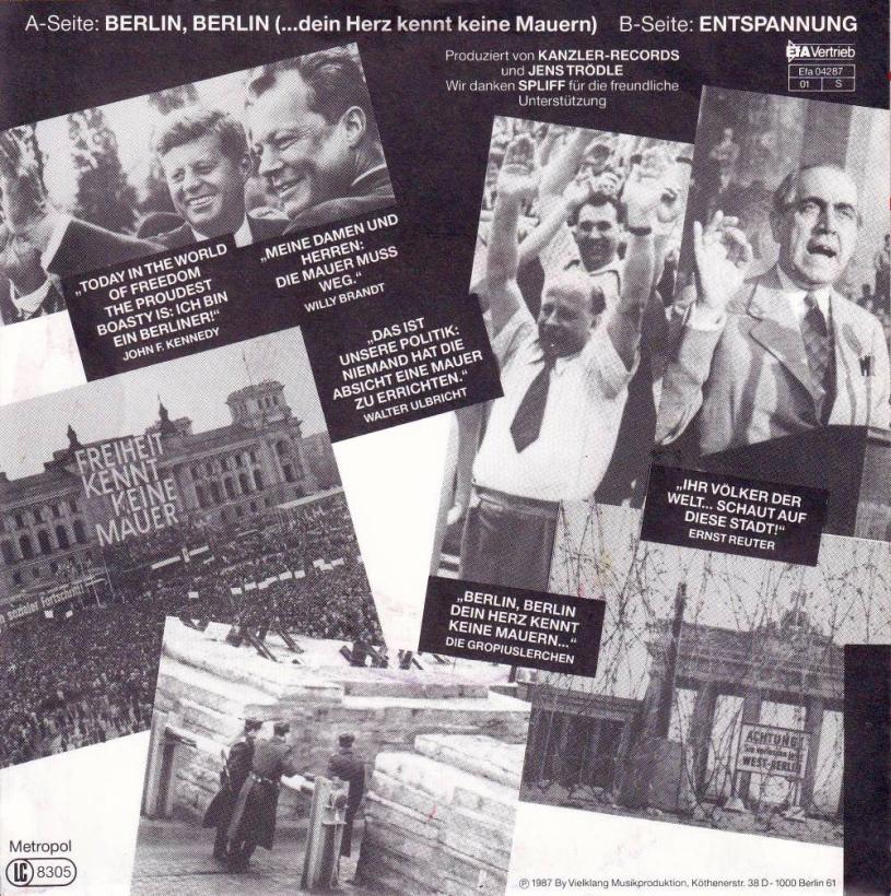 John F und die Gropiuslerchen - Berlin Berlin (7" back cover)
