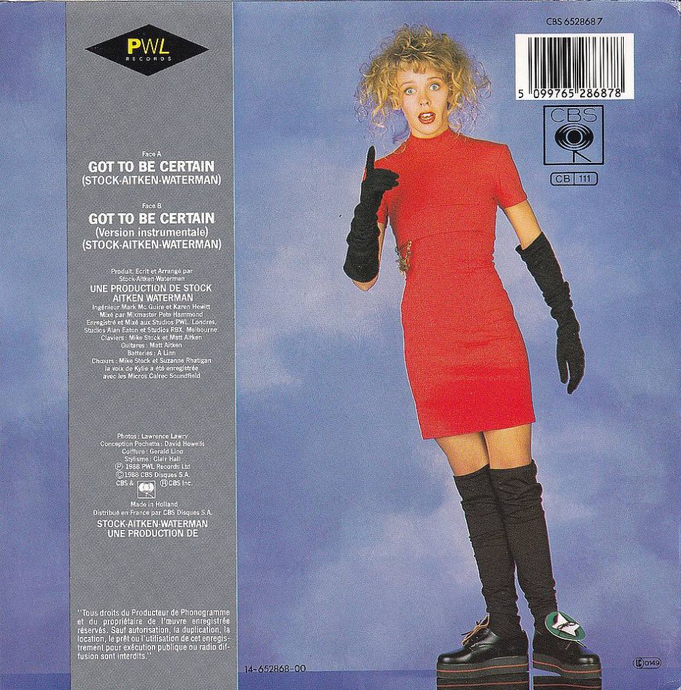 Kylie Minogue - Got To Be Certain (7" Vinyl-Single back cover)